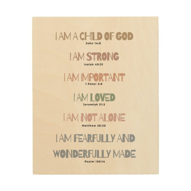 Child affirmations from scripture  wood wall art (Front)