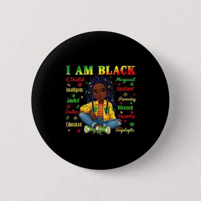 Child Am Black History Month African Button (Front)
