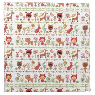 Child and Animals Pattern Cloth Napkin