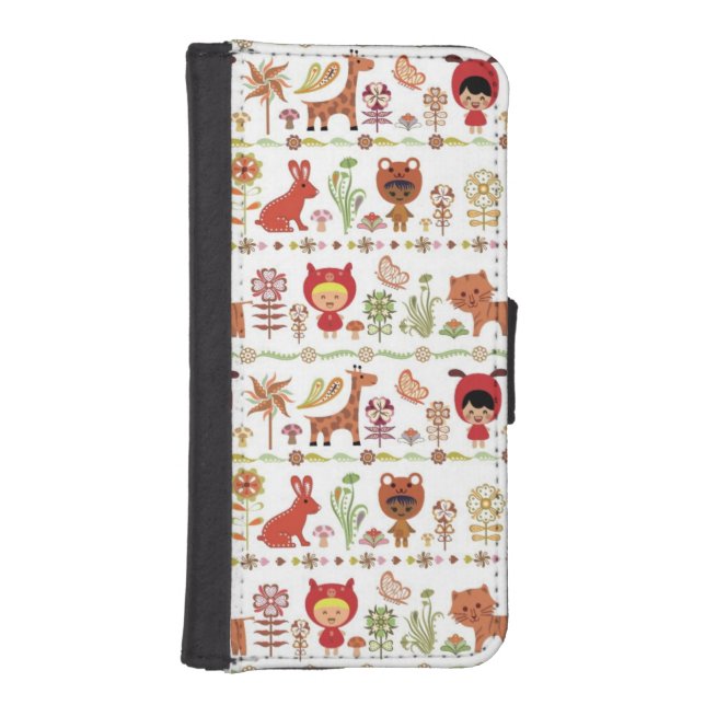 Child and Animals Pattern iPhone Wallet Case (Front)