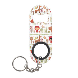 Child and Animals Pattern Keychain Bottle Opener