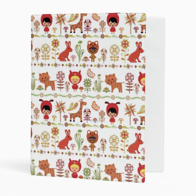 Child and Animals Pattern Mini Binder (Front/Inside)