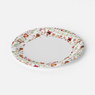 Child and Animals Pattern Paper Plates