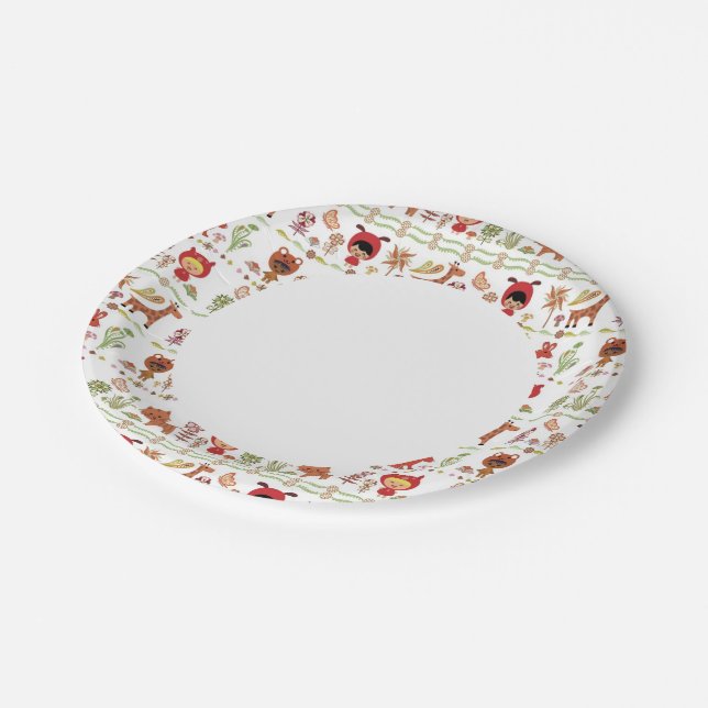 Child and Animals Pattern Paper Plates (Angled)
