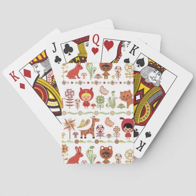 Child and Animals Pattern Poker Cards (Back)