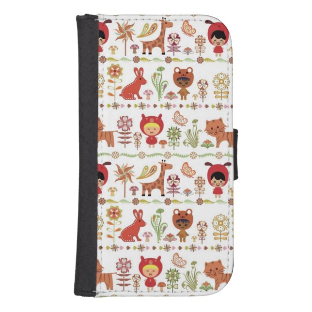 Child and Animals Pattern Samsung Galaxy Wallet Case (Front)