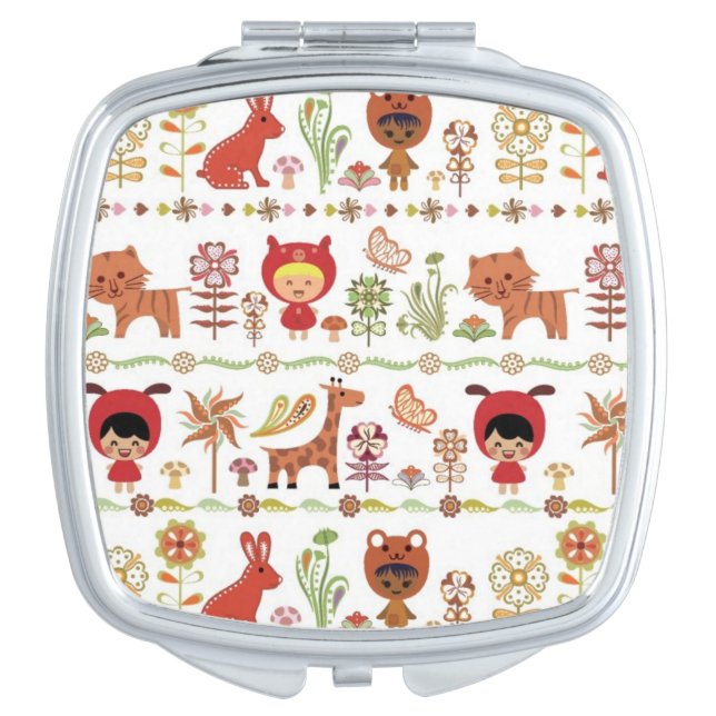 Child and Animals Pattern Vanity Mirror (Front)