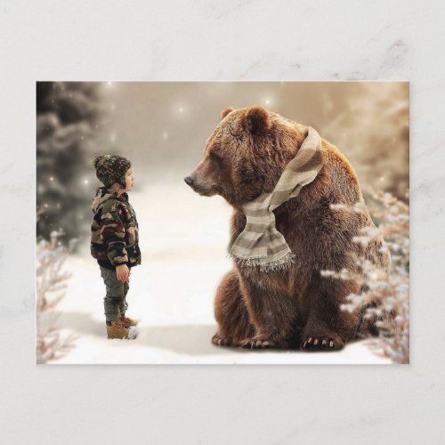 Child and bear postcard