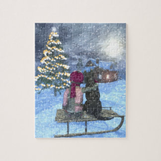 Child and Dog Watching for Santa Puzzle