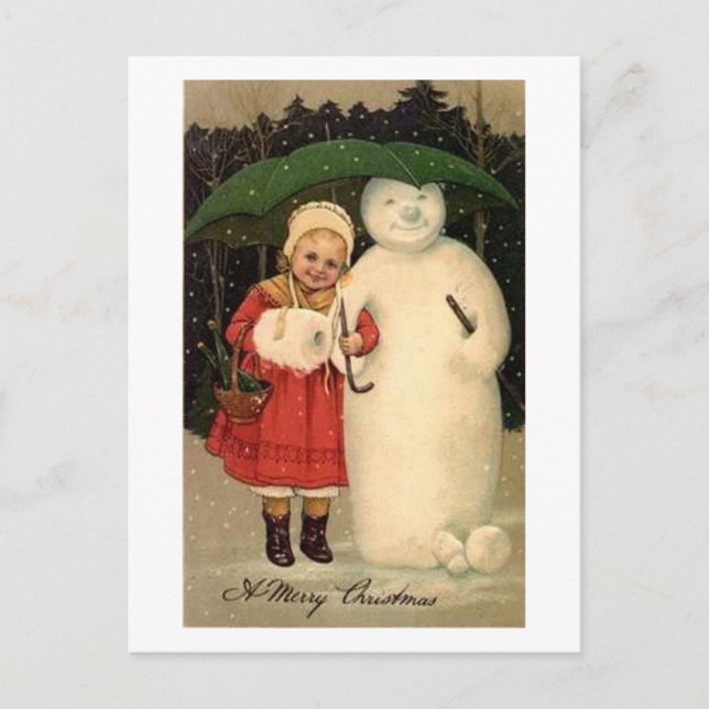 Child and Snowman Christmas Card (Front)