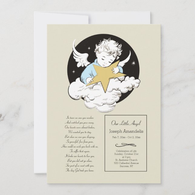 Child Angel Blue Celebration of Life Announcement (Front)