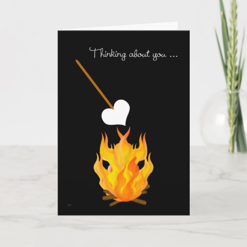 Child at Camp Thinking About You with Campfire Card