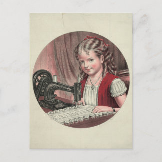 Child at Sewing Machine Postcard