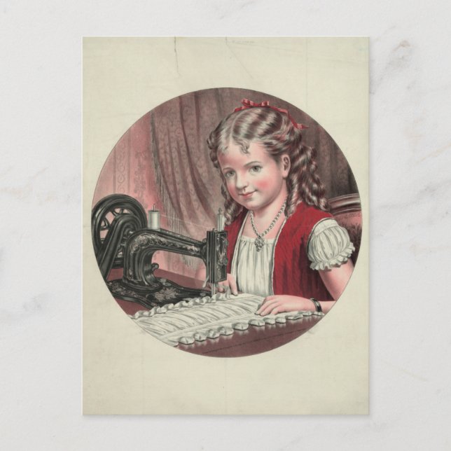 Child at Sewing Machine Postcard (Front)