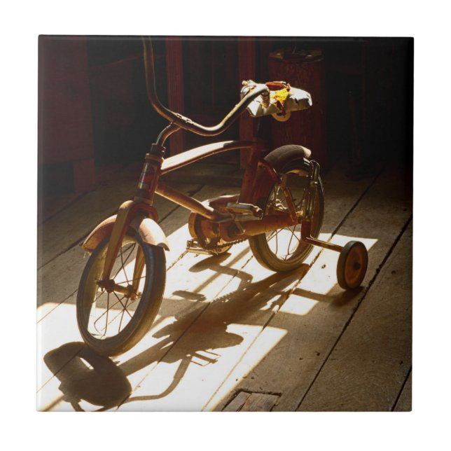 Child bicycle at the former grist mill ceramic tile (Front)