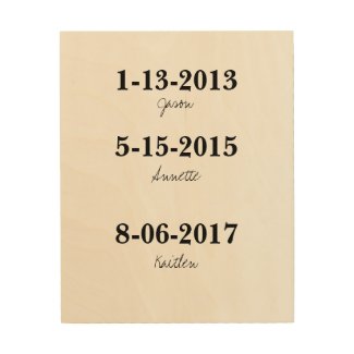 Child Birth Date Plaque Wood Wall Art