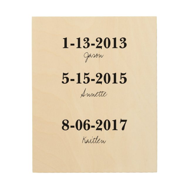 Child Birth Date Plaque Wood Wall Art (Front)