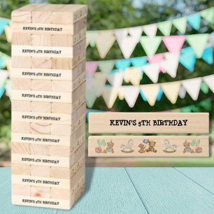 Child Birthday Custom Teddy Bears And Balloons Topple Tower