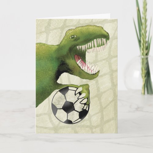 Child Birthday Dinosaur with Soccer Ball Card