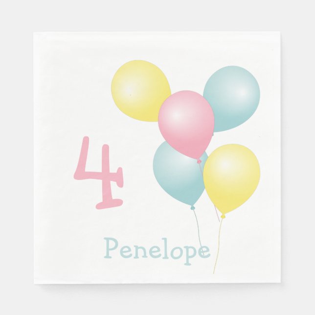 Child Birthday Party Balloons Napkins (Front)