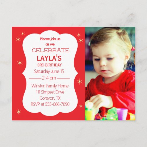 Child Birthday Party Photo Invite Post card