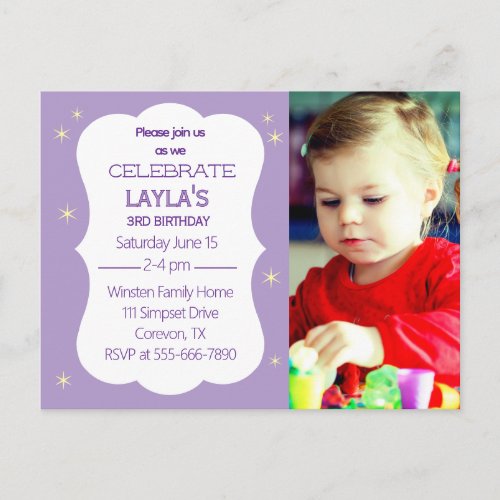 Child Birthday Party Photo Invite Post card