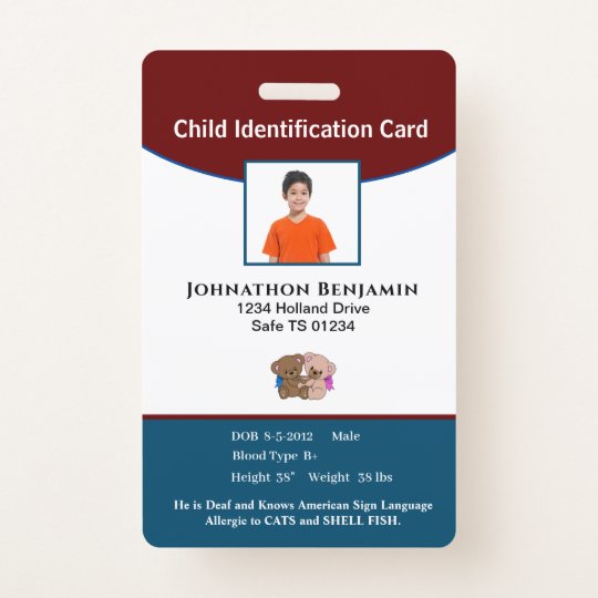 Child Boy Girl Photo Identification ID Personalize Badge | Zazzle.com