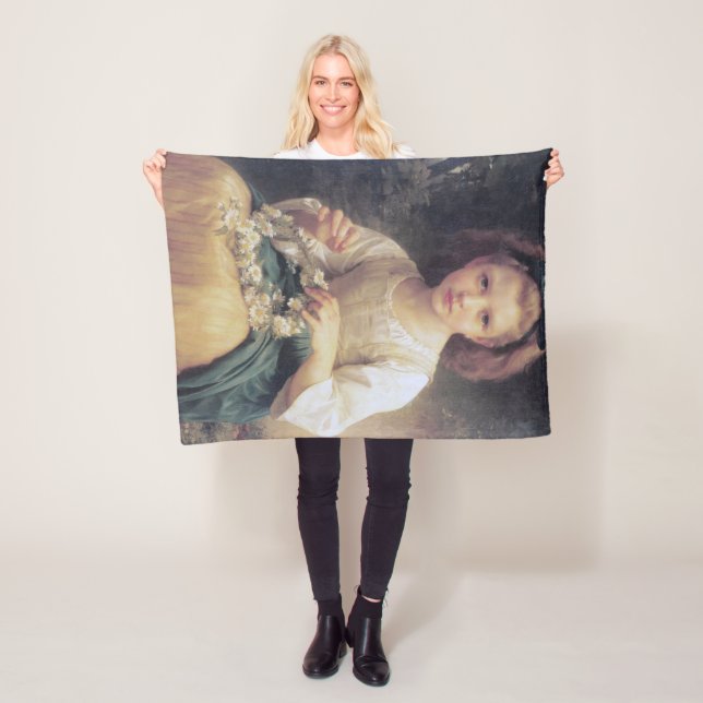 Child Braiding a Crown, Bouguereau Fleece Blanket (In Situ)