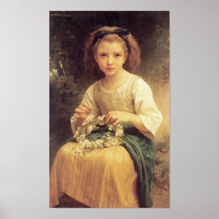 Child Braiding Crown by Bouguereau Poster