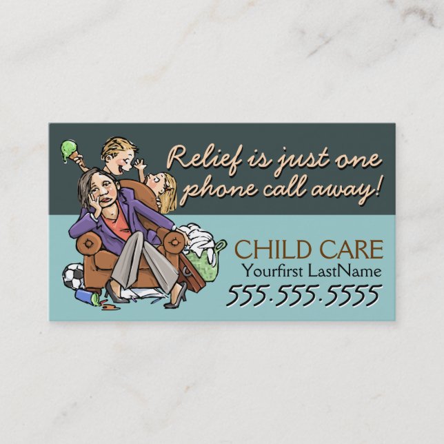 Child Care.Babysitting.Custom text/color Business Card (Front)