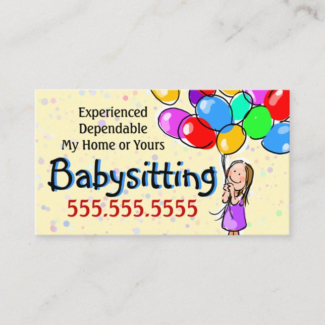 Child Care. Babysitting. Day Care Promo Card (Front)