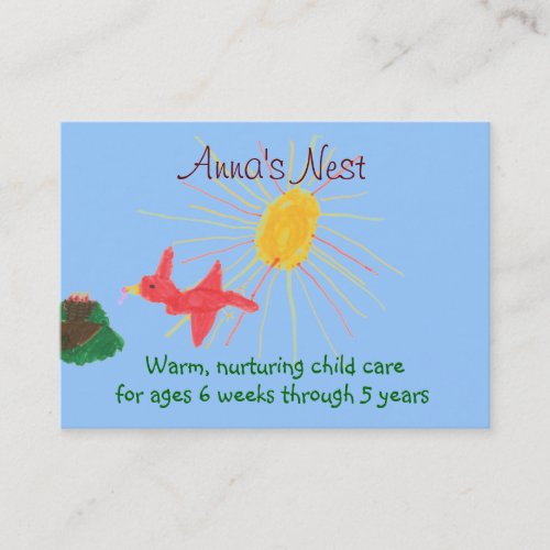 Child care business card