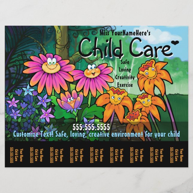 Child Care Day Care Babysitting Magical Garden Flyer (Front)