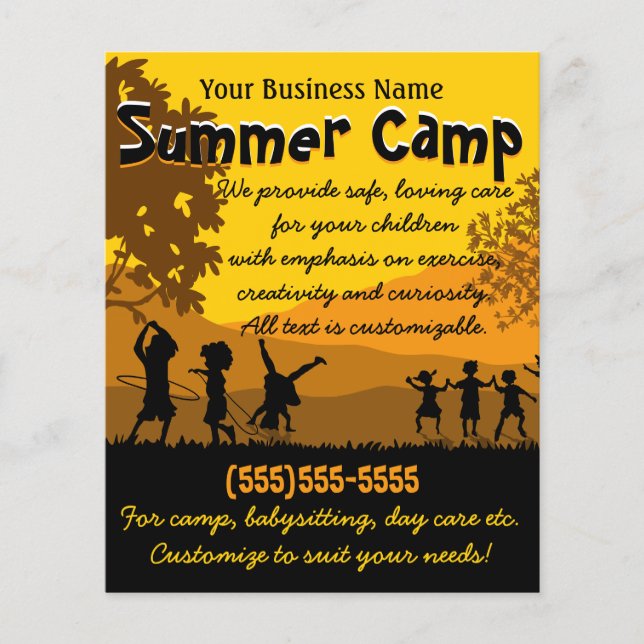 Child Care Day Care Babysitting Summer Camp 4x5 Flyer (Front)