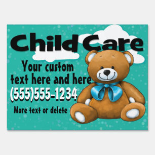Child Care. Day Care. Bear. Customizable Sign
