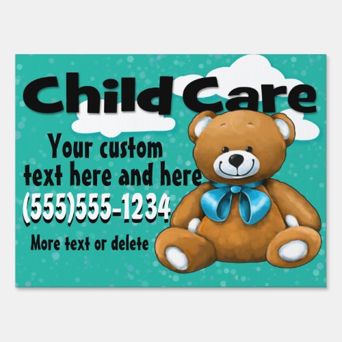 Child Care Day Care Bear Customizable Sign