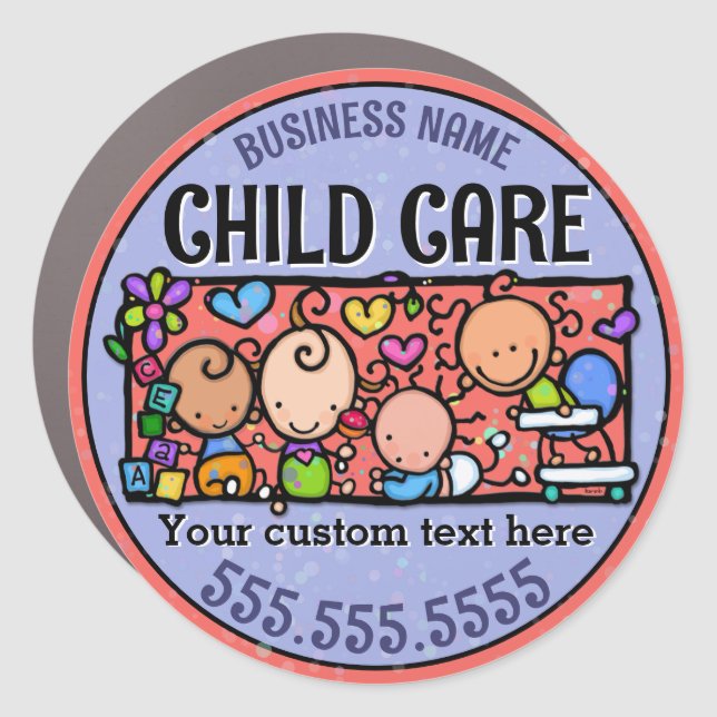 Child Care. Day Care. Pediatrician Advertising Car Magnet (Front)