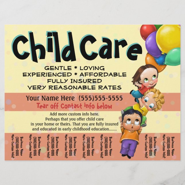 Child Care. Day Care. Tear sheet HORIZONTAL (Front)