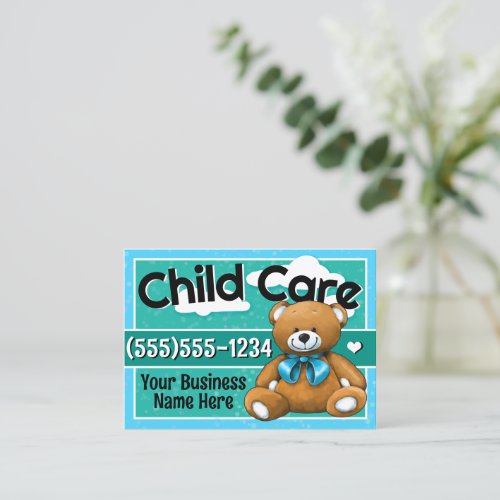 Child Care Day Care Teddy Bear Blue Business Card