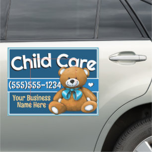 Child Care Day Care Teddy Bear Teal Car Magnet