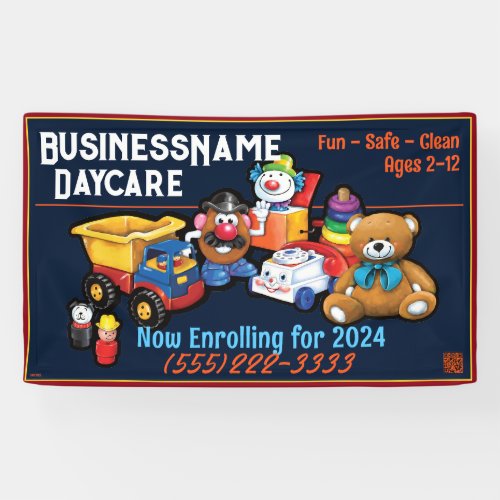 Child Care Daycare Children Play Toys Customizable Banner