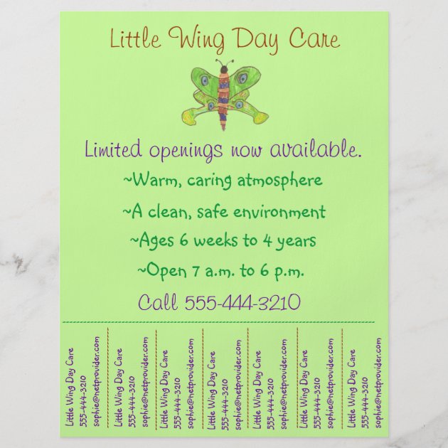 Child Care Flyer / Day Care Flyer W/ Tear-off Info | Zazzle