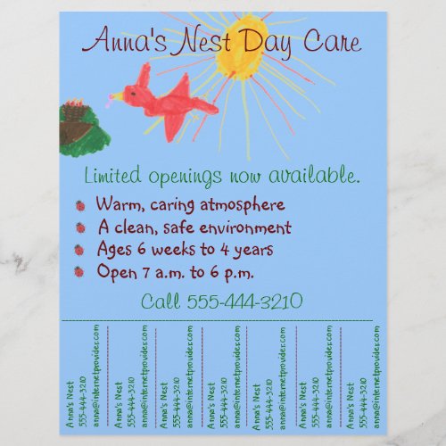 Child care flyer  day care flyer w tear_off info