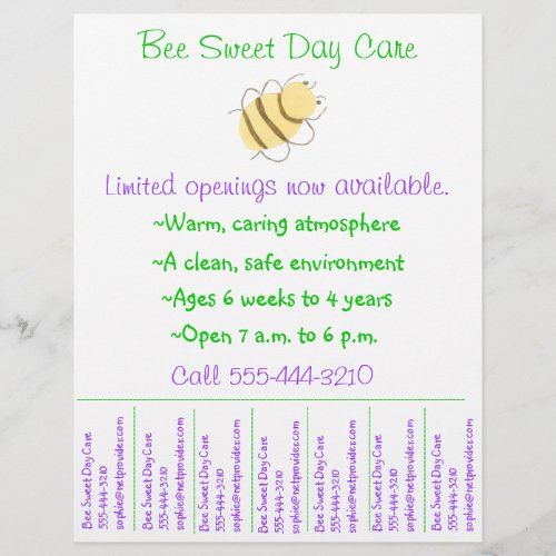 Child care flyer  day care flyer w tear_off info