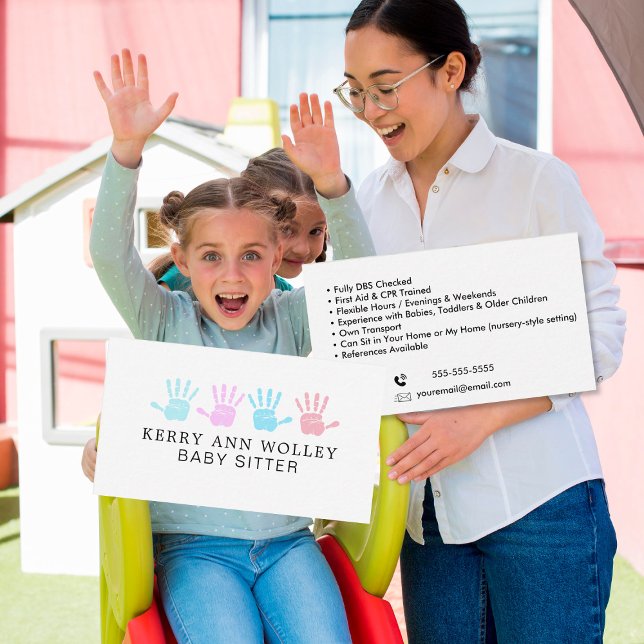 Child Care Nanny Babysitter Colorful Funky Cool Business Card (Creator Uploaded)
