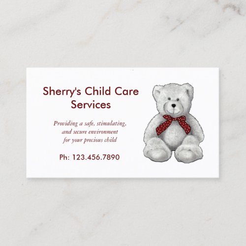 Child Care Services Day Care Teddy Bear Pencil Business Card