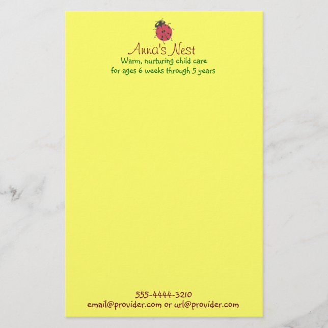 Child care stationery (Front)