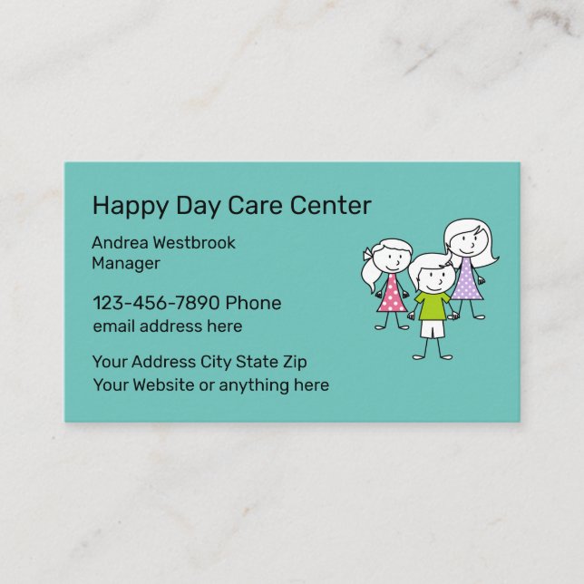 Child Daycare Center Colorful Design Business Card (Front)
