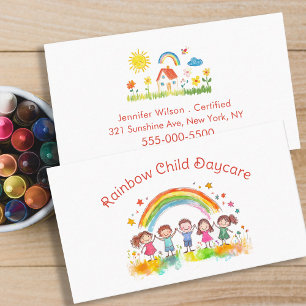 Child Daycare Childcare Service Rainbow Business Card