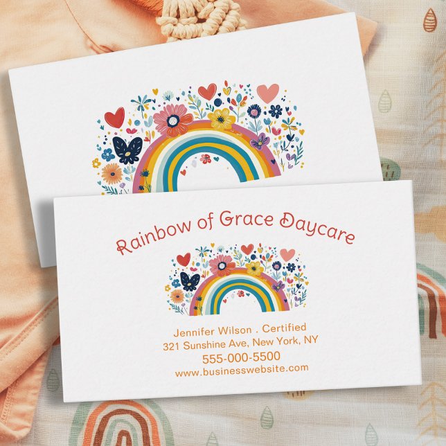 Child Daycare Rainbow Childcare Center Service Business Card (Creator Uploaded)